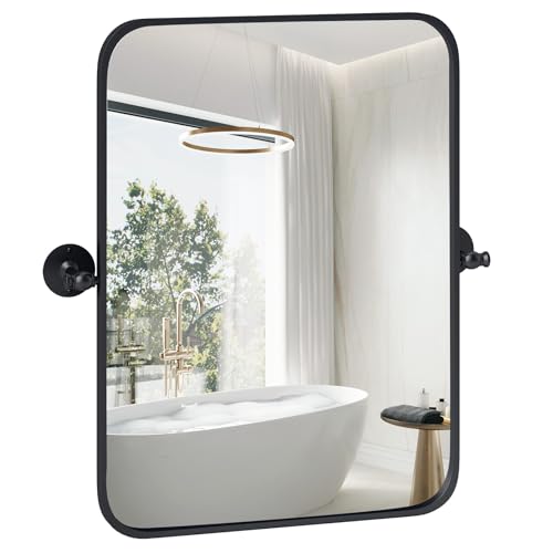 Tangkula 30 x 22 Pivot Mirror, Tilting Bathroom Mirror w/Shatter-Proof