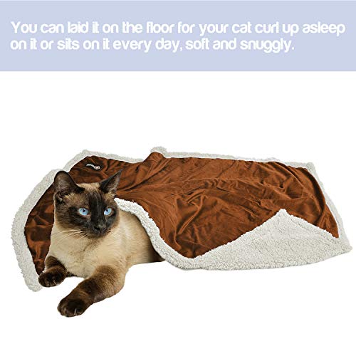 Pawsee Fleece Haustierdecke Flauschig Waschbar Sherpa Plüsch Kuscheldecke Hundebett für Hunde Welpen Katzen, 114 x 76cm