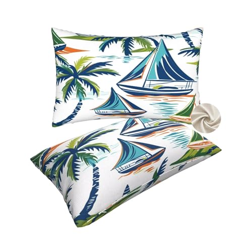 Housse de coussin le bateau et cocotiers 50x70 cm pour une deco chambre et canape evasive - 2