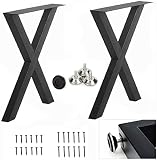 HEONITURE Table Legs 28” Height 20” Wide Desk Legs X Type Iron Bench Legs Metal Table Leg Dining Tab