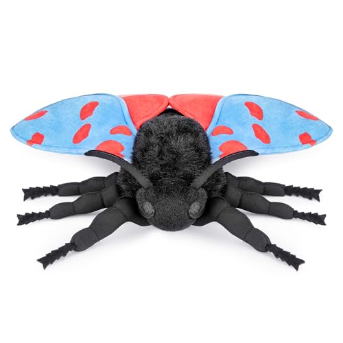 lilizzhoumax blue cinnabar moth Plush Toy 27cm/11inch Realistic Stuffed Animal Moth Plush Toy Cute Super Soft Insect Silk Moth Home Decoration Animal Toys Gift for Kids Boys Girls - Image 2