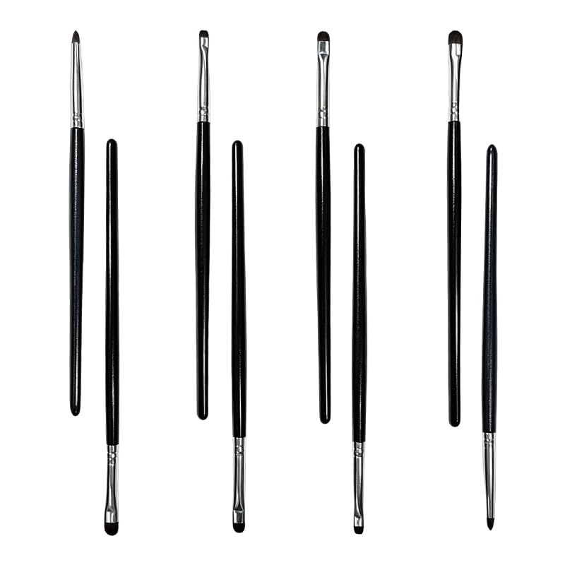 8Pcs Eye Shadow Brushes Mini Makeup Brushes Set, Small Smudge Eyeliner Kit for Powder/Gel/Cream/Liquid, Blending Highlighting Corner Concealer Tools, Soft Natural Pony Hair (Black)