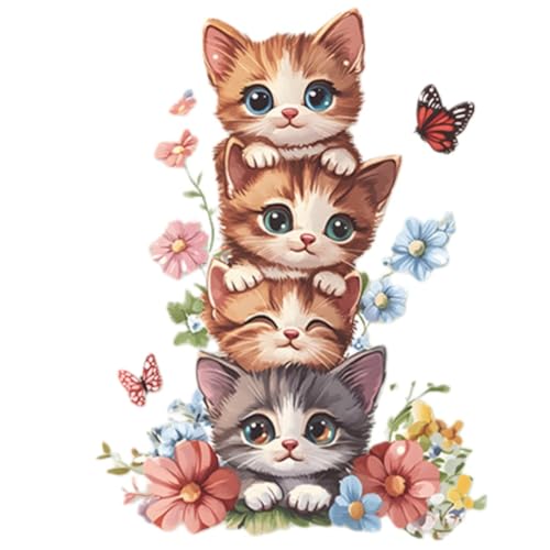 Vinilo Decorativo Gatos Apilados Acuarela para Niños