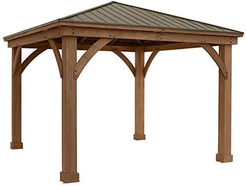 Gazebo with Aluminum Roof by Yardistry Cedar Wood 12' x 12', Perfect Addition for Patio or Garden