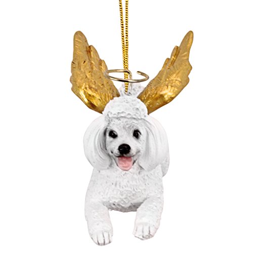 Design Toscano Christmas Tree Ornaments, Honor The Pooch White Poodle Holiday Angel Dog Ornaments - Image 2