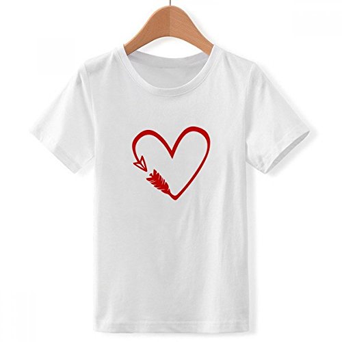 T-shirt rouge de conception de coeur flèche pour le collège et le sport