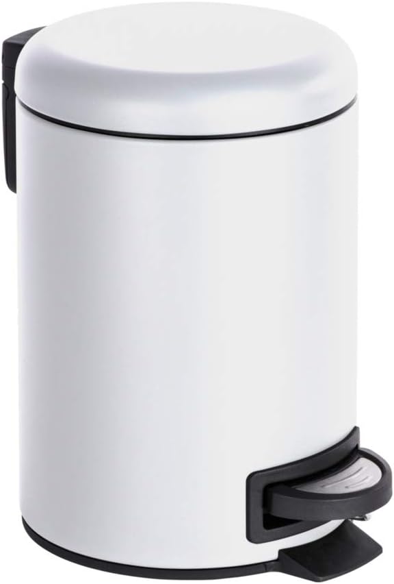 WENKO Cubo de Pedal Leman 3 LTS. Blanco, White, 22.5 x 17 x 25 cm