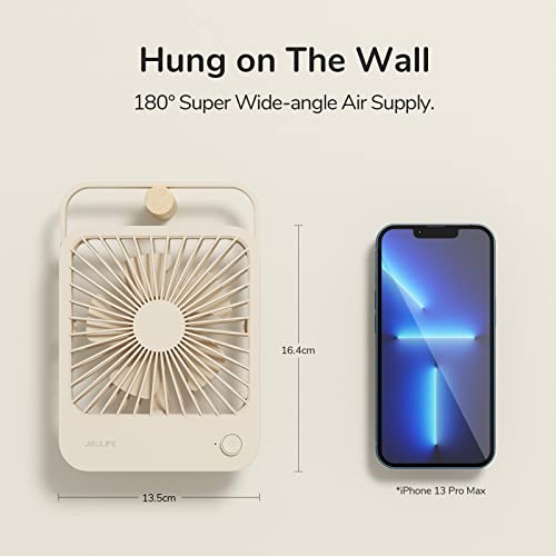Image of JISULIFE Desk Fan Battery Rechargeable, 4500mAh 180Foldable Portable Personal Fan, 4 Speeds Adjustable Long Battery-life for Home Office Travel Outdoor Gifts for Women Men-Brown