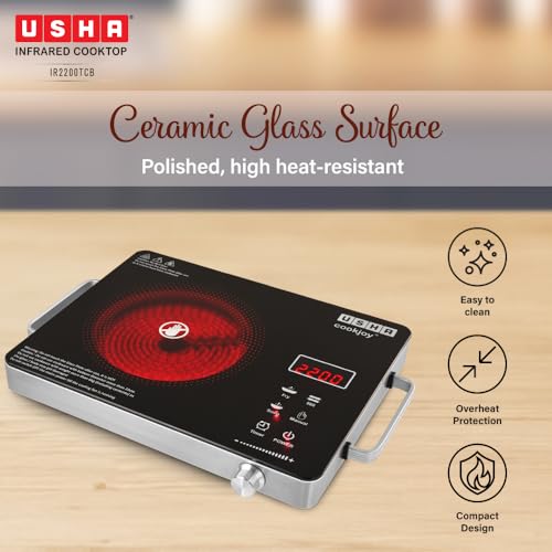 USHA IR2200TCB Infrared Induction Cooktop 2200W Black - Image 7