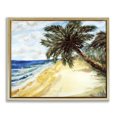 Summer Palm Beach Overhanging, 17 x 21 Inch Canvas in Floater Frame