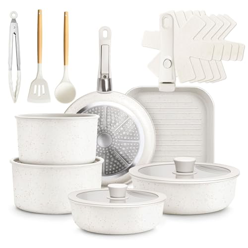 La mejor selección de Cazuelas de Teflon de esta semana. 49 HEEDU Juego de 20 Ollas y Sartenes Antiadherentes, Batería de Cocina con Mango Desmontable, Libre de PFAS, Sartenes de Ceramica, Apto para Inducción, Horno y Lavavajillas...