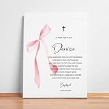 Personalized Cross Baptism Gift – Custom Baby Dedication Sign with Name & Date - Dedication or Christening Gift with A Pastel Pink Ribbon Bow