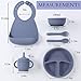 Baby Silicone Baby Feeding Set, Baby Plate, Bowl Set, Baby Silicone Feeding Set, Baby Led Weaning Set, Baby Plates and Bowls Set Suction, Blw Set (Blue)