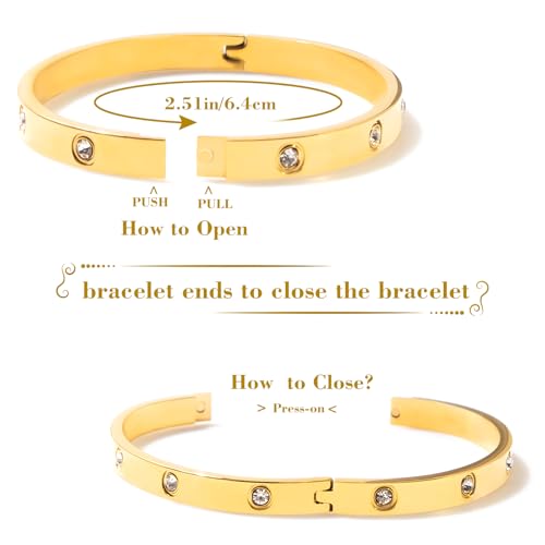 3Pcs Floral 18K Gold Plated Bangle Bracelets for Women Set,Cubic Zirconia Open Heart Gold Stainless Steel Bangle Bracelet Fashionable Jewelry Gift For Wife and Girlfriend4