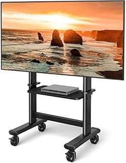 Mobile TV Cart Rolling TV Stand with Wheels for 55-98 Inch LCD LED Flat Curved Screens up to 200 lbs, Heavy Duty Portable Floor TV Stand Large Base Trolley Height Adjustable Max VESA800x600 mm
