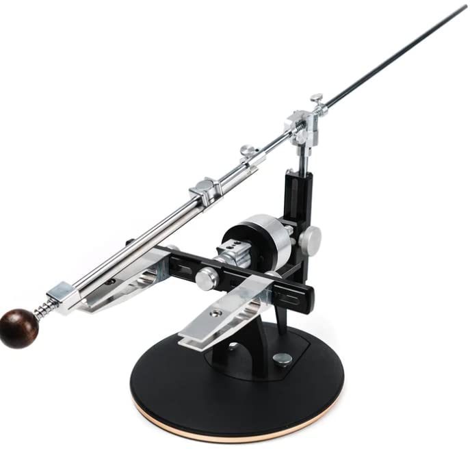 TSPROF Sharpinator Messer Schärfgerät K03 Lite Hunter Kit, professionelles Messerschärfer Set, mechanisch betrieben, Stahlsockel, inkl. Alumiunium Klemmen, inkl. 5 Diamantplatten