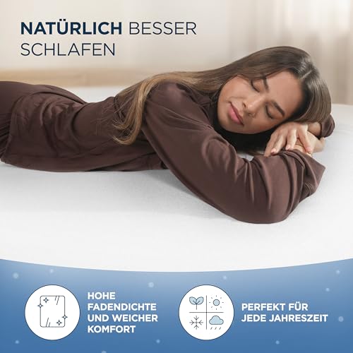 Samthus Jersey Spannbettlaken 140x200cm Oeko-Tex Made In Green - Weiß – Ansicht 4