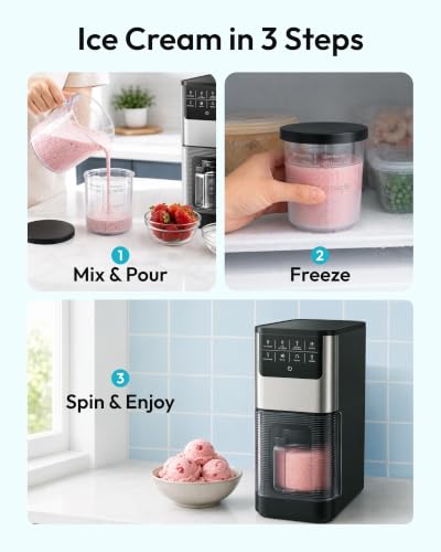 Image of EUHOMY 7-in-1 Ice Cream Maker, 2 Pints for Gelato, Sorbet & Milkshakes
