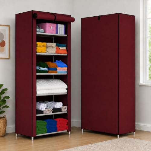 Image of YouCopia Collapsible Wardrobe 6 Shelves Storage Clothes Storage Rack Quick Wardrobe /Cabinet /Multipurpose Storage Rack, Foldable, Collapsible Fabric Organizer for Home Office
