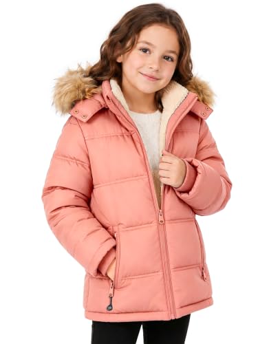 WENTTUO Girls Winter Coat Fleece Jacket Hooded Waterproof Puffer Outerwear Sherpa Lined Parka Thicken Down Warm Coats for Kids