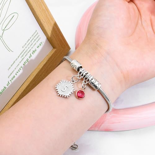 HEYEJET Initial Bracelet Women Gifts 26 Letters Initial Charms Bracelet Silver Bracelet Birthday Christmas Jewellery Gift for Women Teen Girls - Image 4