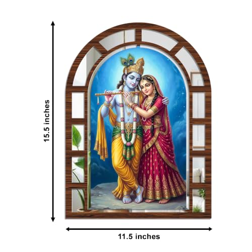 Image of Artvibes Spiritual Radha Krishna Decorative Wall Hanging | Wall Jharokha Mirror Wall Decor for Living Room, Hall, Bedroom, Prayer Room, Lobby & Office | Gift (WHJ 12051N), Set of 2
