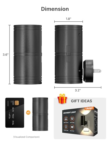 Lot de 4 veilleuses LED avec capteur du crépuscule à l'aube, luminosité réglable de 0 à 100 lumens, blanc doux 3000 K, design fin à brancher – vue 8