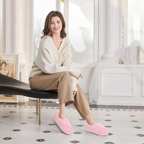 Image of Git-up Women Soft wide Slippers Memory Foam Closed Toed Diabetic Arthritis Edema House Slippers