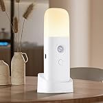 CREWEEL Rechargeable Motion Sensor Night Light, Battery Operated nightlights, Dimmable Motion Sensor Light Indoor, Cordless Motion Activated Night Lights for Adults, Bathroom, Bedroom, Hallway.