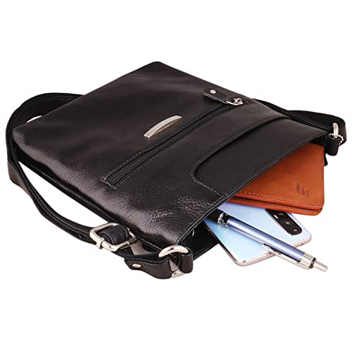 Mtuggar-Genuine-Leather-Sling-Bag-Unisex-Brown-SLB-8002-BRN-Black