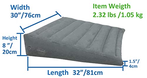 Obbomed Hr-7660, New & Handy Air Valve For Easy Inflation/Deflation Heavy Duty, “Large” Inflatable Portable Bed Wedge Pillow With Velour Surface Finish For Sleeping, Travel, Trip 32” X 30” X 8-1.5” #TOP1