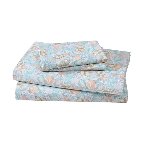 Coastal Print 4 Piece Full Microfiber Sheet Set, Coco Pastel by Beatrice Home Fashions - Used condition - US$10.78
