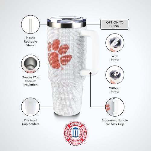 Image of The Memory Company Officially Licensed 40oz White Bling Game Day Tumbler, Clemson University