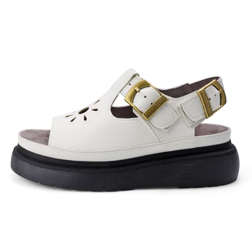 Image of Platform Sandals for Women Chunky Ankle Buckle Casual Open Toe Comfortable Flower Decoration Fisherman Sandals