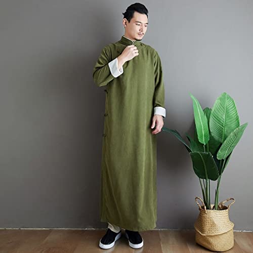 Vestido masculino muçulmano, camisola europeia e americana, botão de manga comprida, cor sólida, cam