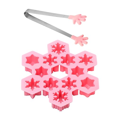Moule À Flocon De Neige Rose 1 Pièce Et Pince À Glace 1 Pièce, Moule À Glaçons, Moule En Silicone, Moule De Cuisson, Fournitures De Cuisine
