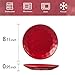 vicrays Ceramic Dessert Salad Plates, 8 Inch, Microwave, Oven, and Dishwasher Safe, Round, Porcelain Fluted Suitable for Snacks, Appetizer, Home, Party, Restaurant - Set of 6 Red