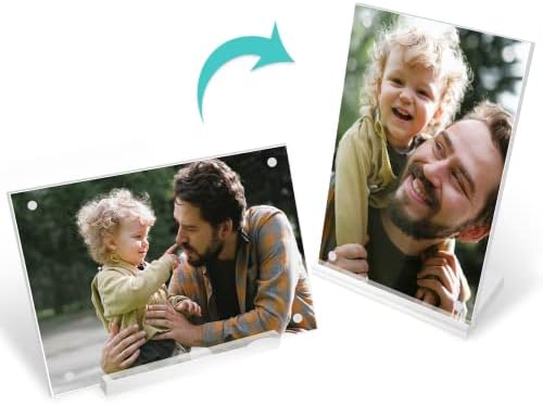 DZZ 4x6 Picture Frame,Clear Acrylic Picture Frames Display 4x6 Picture, Desktop Magnetic Photo Frame with Support Stand,Wall Mounting Clear Picture Photo Frames for Home,School,office,Set of 2