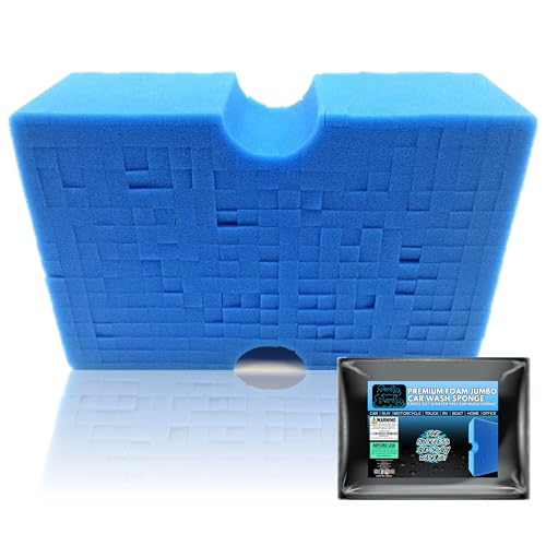 Sudz Budz Éponge de Lavage de Voiture Jumbo en Mousse de qualité supérieure | Éponge Anti-Marques pour Savon et Lavage sans rinçage | Coupe croisée, Prise en Main Facile, Grande éponge | Durable