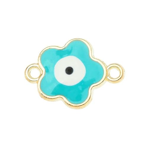 HDJSDB 19 * 14.0mM Jewelry Connector Colorful Turkish Blue Eyes Pendant Charm for Couple Bracelet Handmade Accessories -Blue 10Pcs