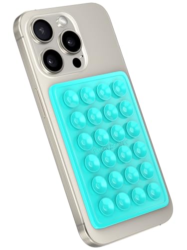 StickyGrippy Suction Phone Case Mount, Sillicon Adhesive Phone Accessory for iPhone and Android, Hands-Free Fidget Toy Mirror Shower Phone Holder, Tiktok Videos and Selfies (Blue)