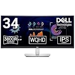 DELL P3424WE USB-C 34 Inch WQHD (3440x1440) 21:9 3800R Curved Monitor, 60Hz, IPS, 5ms, 99% sRGB, USB-C, DisplayPort, HDMI, 5x USB, RJ45, 3 Year Warranty, Black