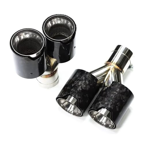 Punta de escape Quad de fibra de carbono forjado con boquilla doble para coche, 1 par