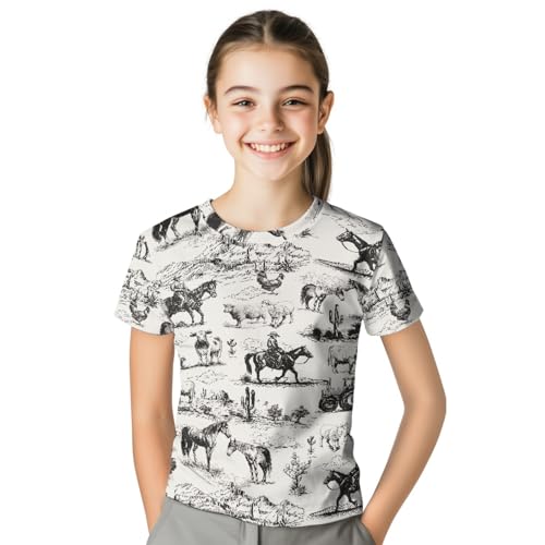 Image of Kids Graphic T-Shirt Boys Girls Novelty Tees Top Short Sleeve Shirts Summer Blouses 3-16