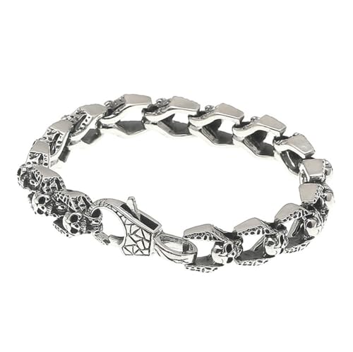 Collier en Argent Sterling Punk à porter au quotidien avec un pendentif tête de mort rétro