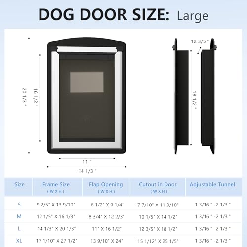 Sammak Porta grande para cães para porta interna e externa. Porta para cães com moldura de aço e tún