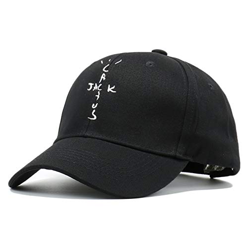 Cactus Jack Embroidery Baseball Cap Hip Hop Casual Dad Hat Adult Unisex (Black)