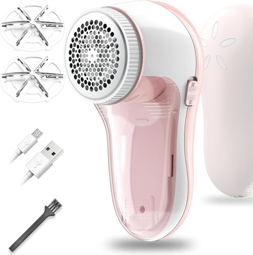Rasoir électrique Anti-Peluches Rechargeable avec 2 Lames de Rechange, Rasoir Portable pour Peluches et Tissus