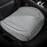 WinxMatrs Leather Front Car Seat Cover - Bottom Car Seat Covers Fully Wrapped, Non-Slip, Luxury Appearance and Comfort, Fits Most Vehicles, 1 Pack, Gray