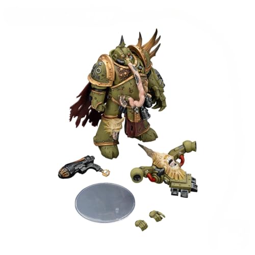 Image of JOYTOY Warhammer 40K 1:18 Death Guard Plague Marine Champion with Plasma Pistol and Power Fist Model Birthday Gifts JT03592